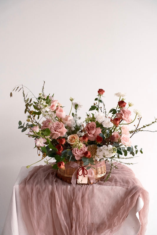 Cappuccino Rose Flower Basket