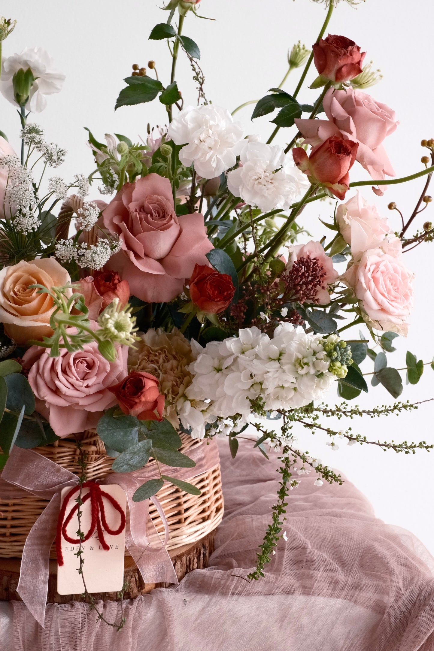 Cappuccino Rose Flower Basket